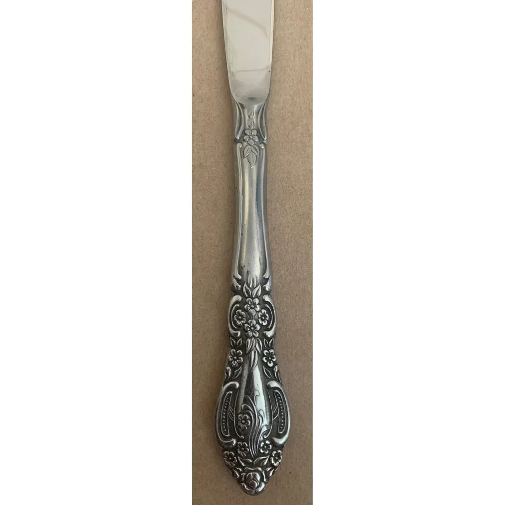 Vintage Knives Floral Pattern Stainless Silverware‎ Flatware Lot of 9